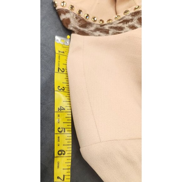 High Drama Womens Blazer Size 8 Beige Leopard Vintage 80s Embroidered Tiger Desi - Picture 12 of 16